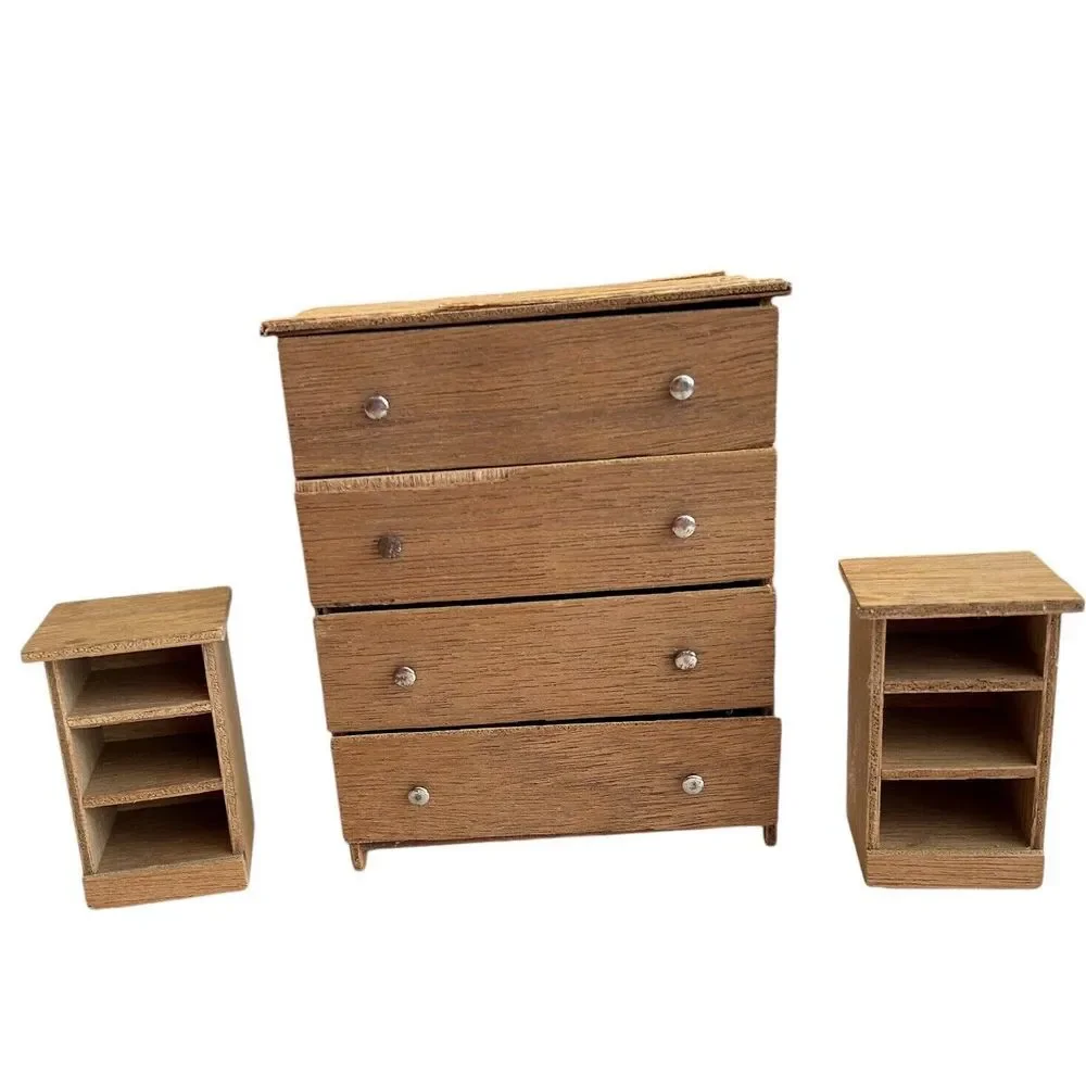 wooden pressboard miniature doll furniture Dresser & book‎ shelves